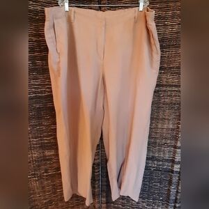 J. Jill Linen Crop Pants Women's 4X Tan Coastal Lightweight Wide Leg Beachy